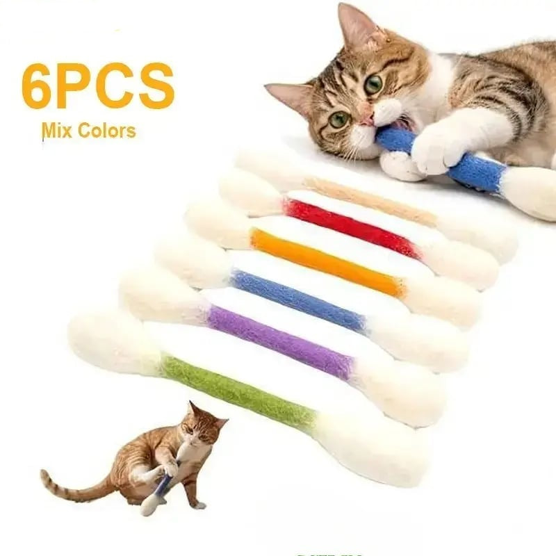 🐱Giant Cotton Swab Shaped Felt Cat Chew Toys