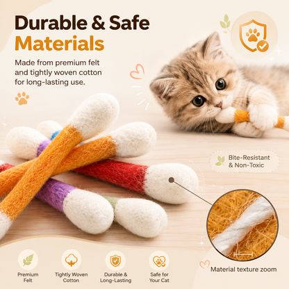 🐱Giant Cotton Swab Shaped Felt Cat Chew Toys