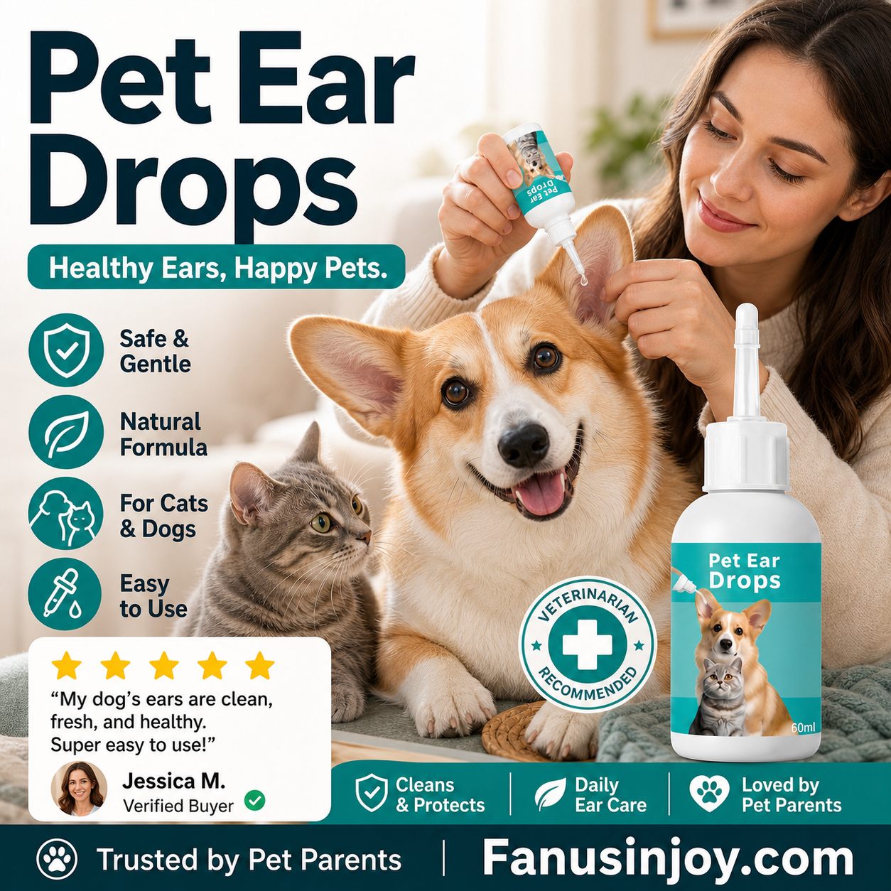🐱🐶 Gentle Pet Ear Cleansing Drops—Say Goodbye to Outer Ear Canal Diseases