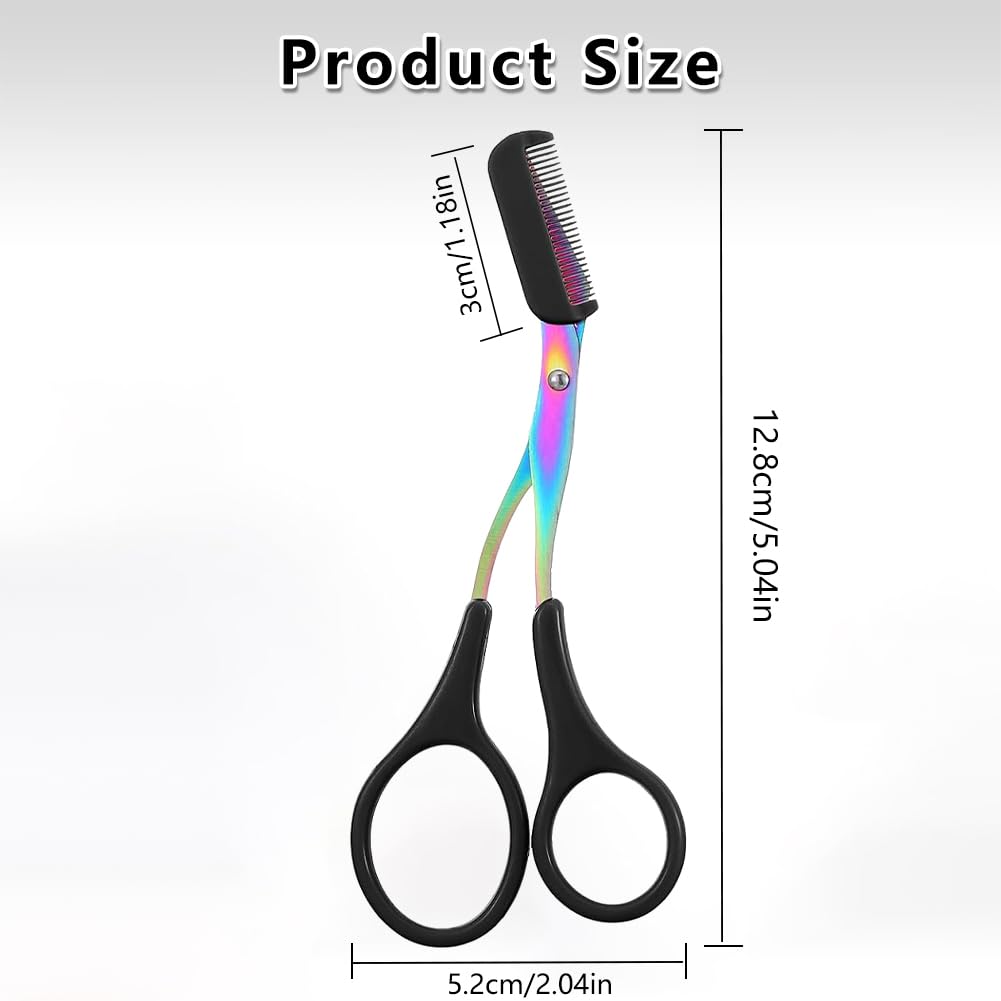 Eyebrow Trimmer Scissor, 2-in-1 Professional Eyebrow Scissor with Comb, Stainless Steel Precision Eyebrow Cutter