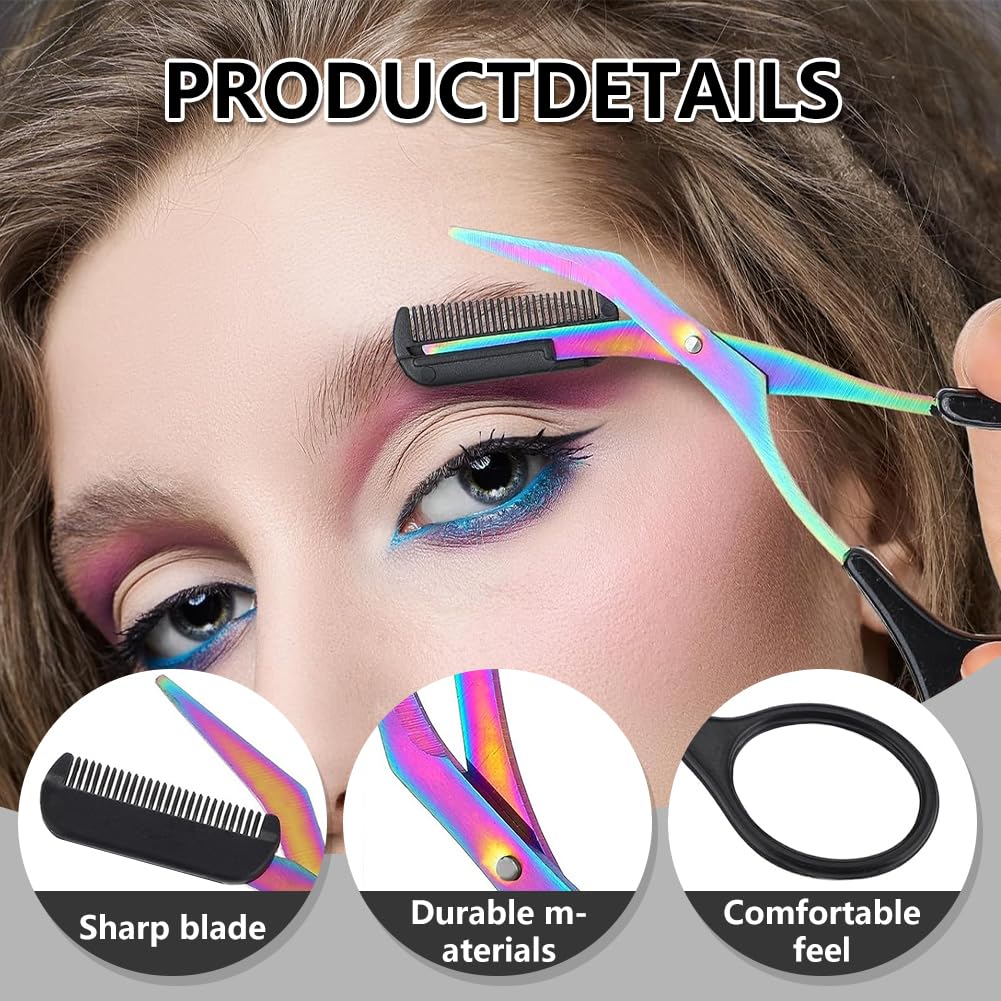 Eyebrow Trimmer Scissor, 2-in-1 Professional Eyebrow Scissor with Comb, Stainless Steel Precision Eyebrow Cutter