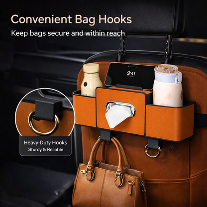 Car Backrest Storage Organizer with Hooks