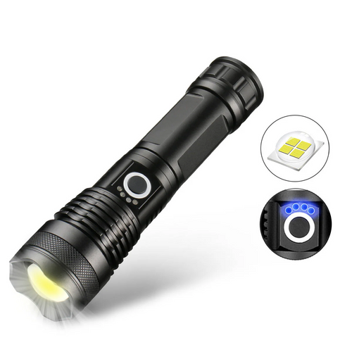 High Lumens Long Tactical Flashlight, Rechargeable Handheld Light