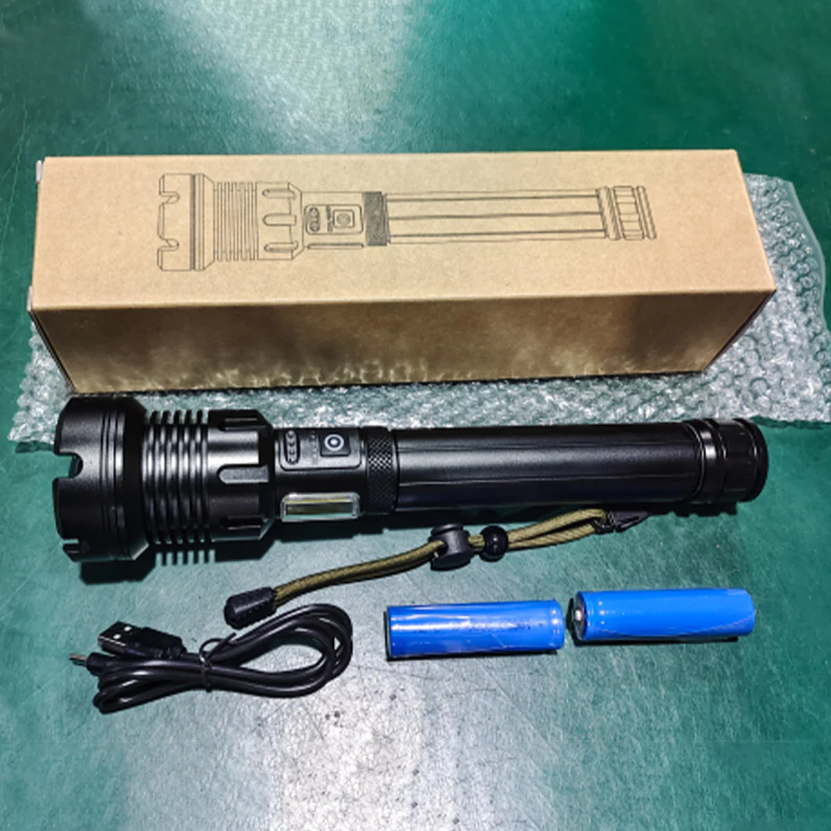 High Lumens Long Tactical Flashlight, Rechargeable Handheld Light