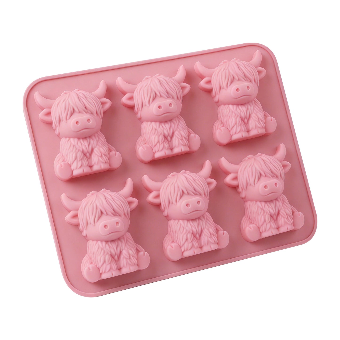 6‑Cavity Mini Highland Cow 3D Ice & Dessert Mold