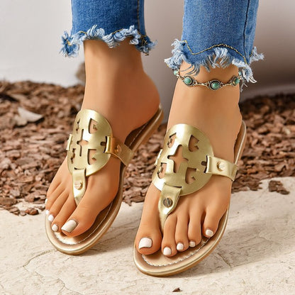 Women's Fashionable Plain Color Slide Sandals, Casual Comfortable Flat Sandals,Boho Casual Sandals