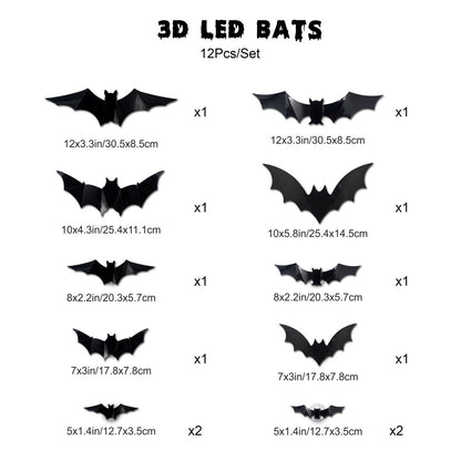 👻🦇3D Bat Light Design LED Decorations, Transform Your Wall Into A Halloween Haunt