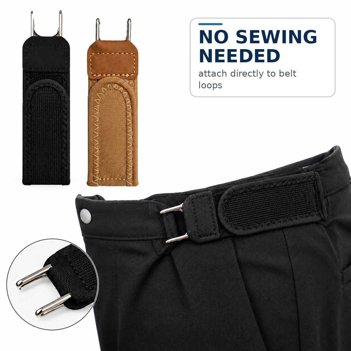 Buckle-Free Elastic Waist Adjuster – No-Sew Instant Fit Belt for Men & Women
