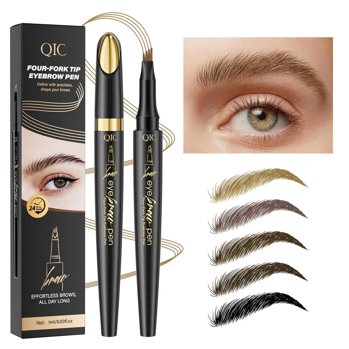 Black Gold 4-Tip Eyebrow Pen