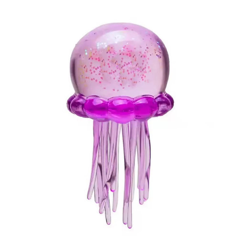🏆Cute Jellyfish Squishy Toy-Blue, Purple, Pink Glitter Jellyfish Stress Relief Squeeze Toy