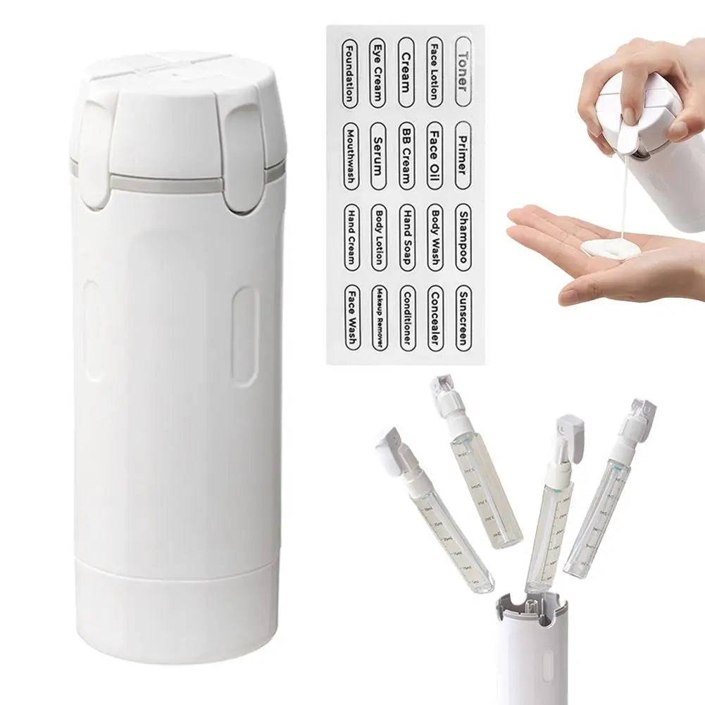 🔥4-in-1 Travel Refillable Bottle Set – Compact Toiletry Dispenser