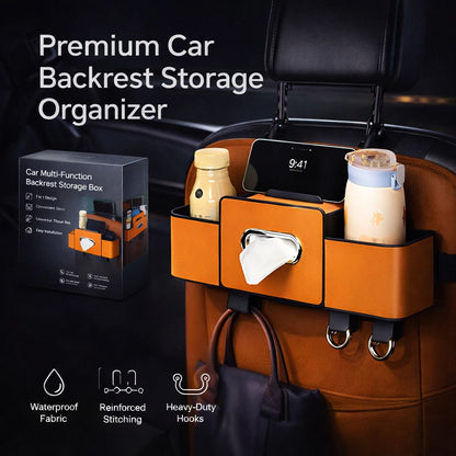 Car Backrest Storage Organizer with Hooks