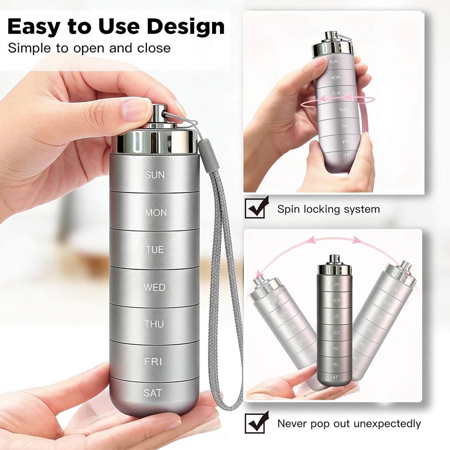 💊Portable Metal Pill Organizer – 7-Day Medicine, Vitamin & Supplement Holder