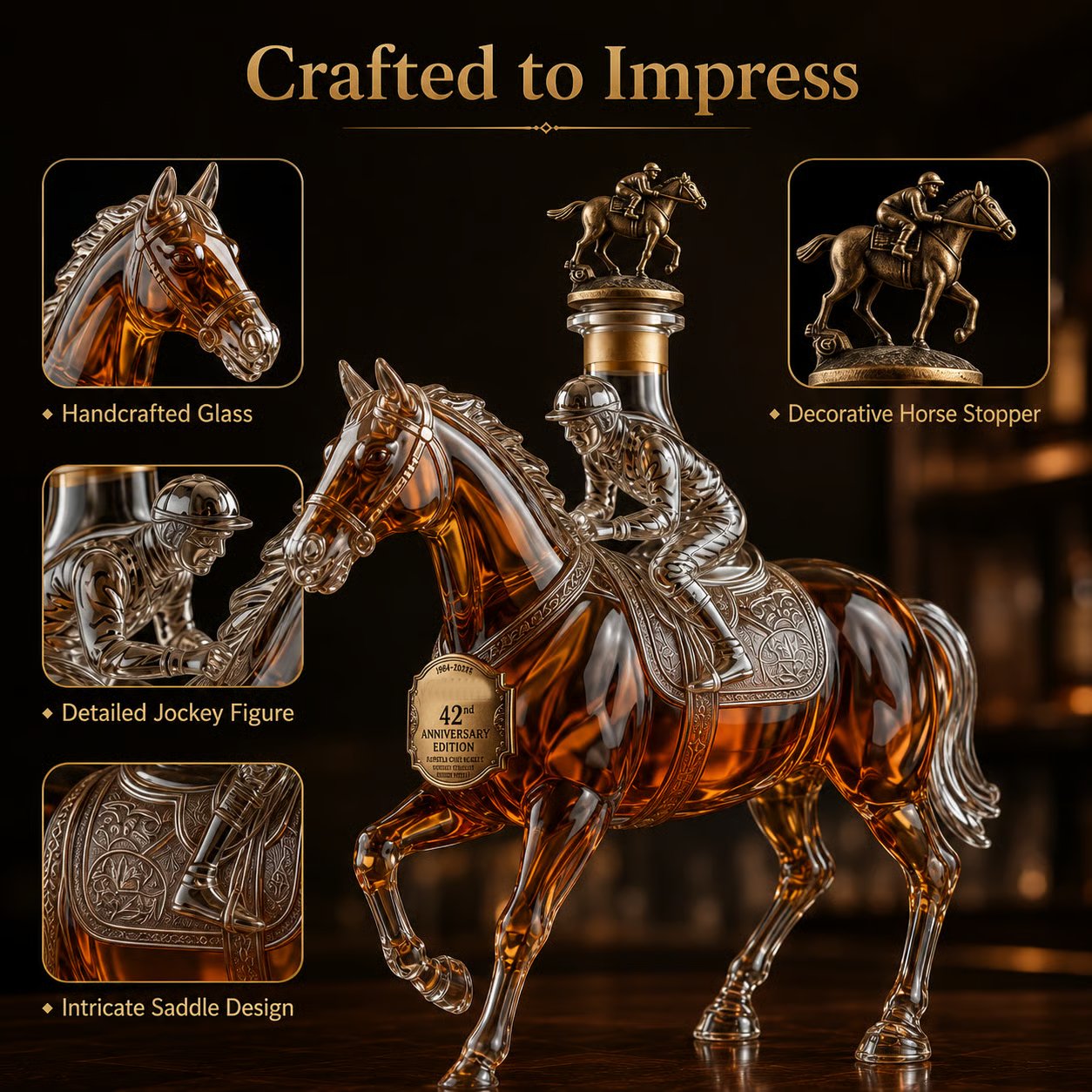 Bourbon-Style Decorative Whiskey Bottle – Anniversary-Inspired Bar Shelf Display Bottle