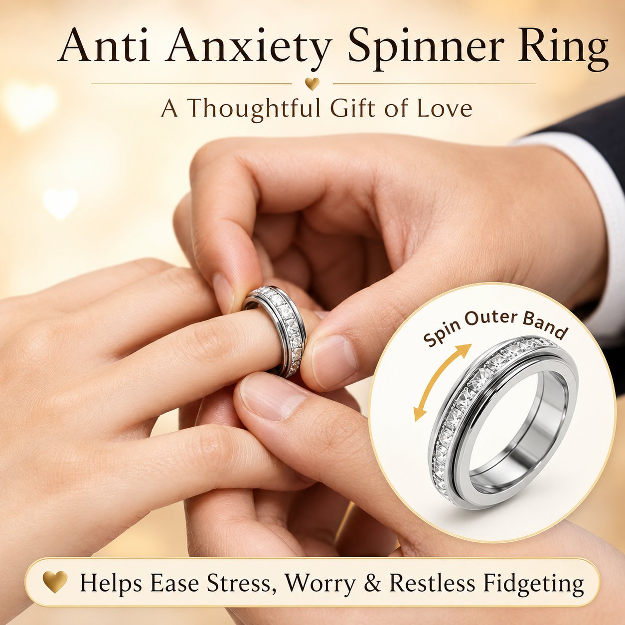 Crystal 360° Calming Spinner Ring