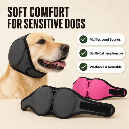 Noise-Reducing Dog Ear Wrap – Soft Comfort Hood for Fireworks, Storms & Loud Events🐶