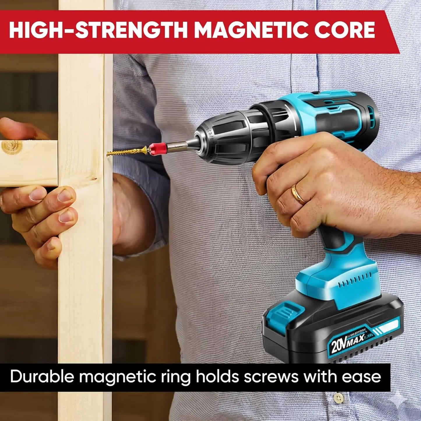 Universal Magnetic Screwdriver Bit Ring, Strong Grip for Drills & Power Tools