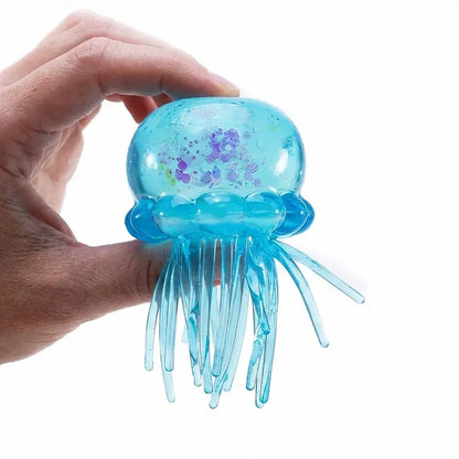 🏆Cute Jellyfish Squishy Toy-Blue, Purple, Pink Glitter Jellyfish Stress Relief Squeeze Toy