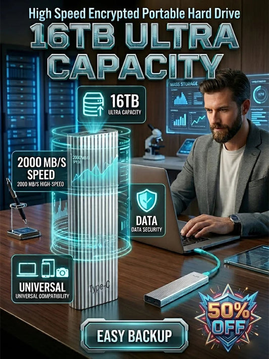 ⚡🔥High-Capacity Type-C Portable SSD – Compact External Storage Drive for Laptop, Phone & Travel