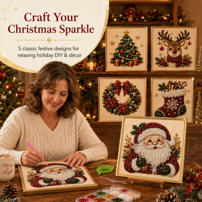 🎅🎄3D Pearl Art Kit – Christmas DIY Craft Set for Kids & Family Creative Fun