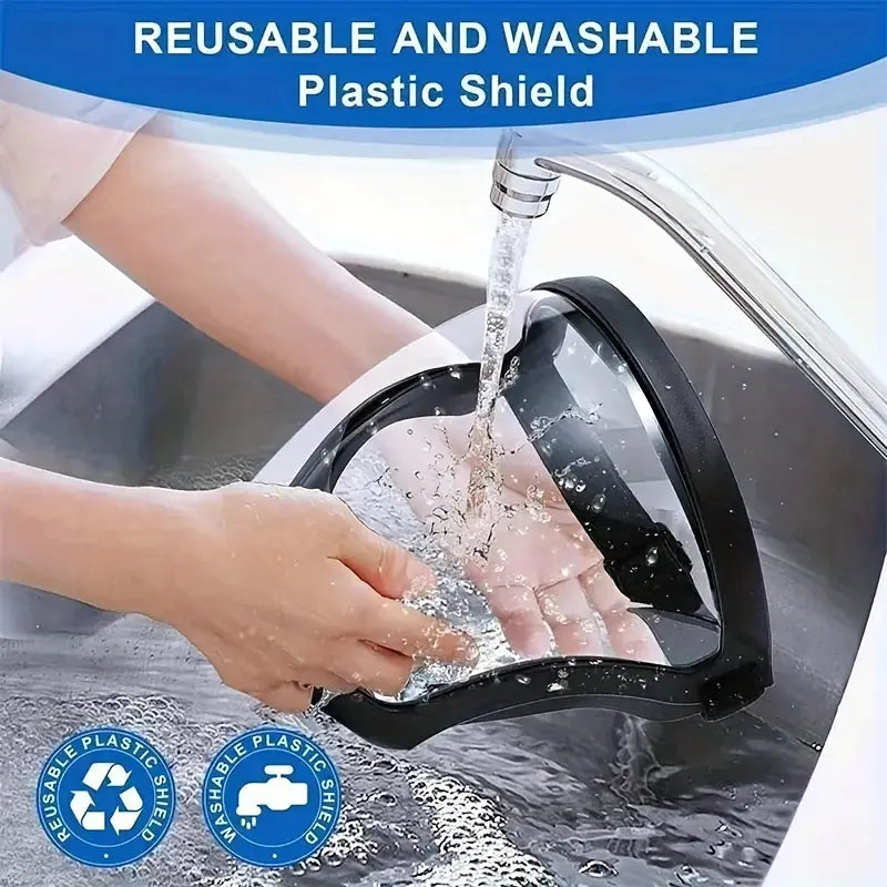 Transparent Adjustable Full-Face Shield | Durable Safety Visor, Heat & Impact Resistant for Work, Kitchen & Outdoor