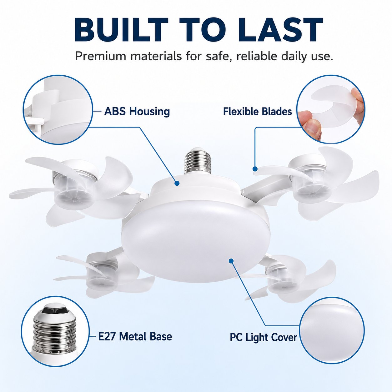 2026 New E27 Socket Ceiling Fan Light