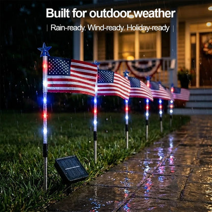 🔥Solar-Powered American Flag Path Lights, 8-pack – Celebrating The 250th Anniversary Of American Independence 🇺🇸✨