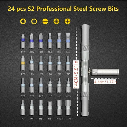 24 in 1 DlY Screwdriver Set,1 Set SwitchableScrewdriver Shape Magnetic Screwdriver Set