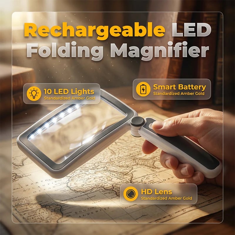 ✨🔍 Folding Handheld Magnifying Glass with Light – Perfect for Reading  🔥