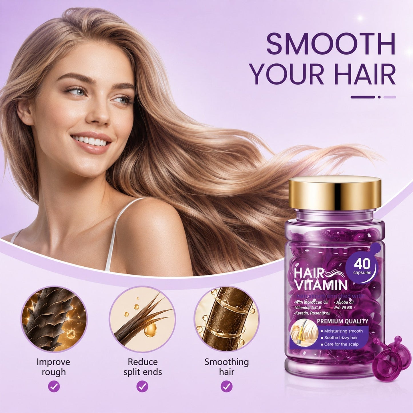 Violet & Argan Oil Hair Vitamin Capsules for Colored Permed Hair
