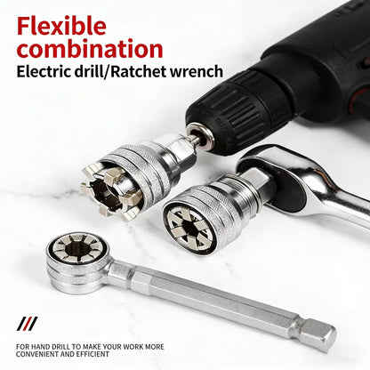Multi-Function Universal Socket Wrench Tool - Universal Maintenance Tool, Adjustable Universal Socket Wrench, Universal Socket Tool for 3/8" Drive Ratchet Torque Wrench & Power Drill