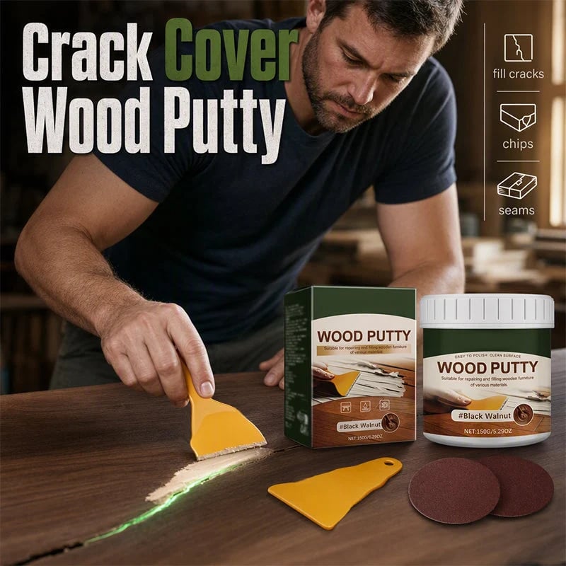 🚪Wood Repair Filler Putty – Fills Cracks & Chips, Smooths Surfaces, Blends with Dark Wood
