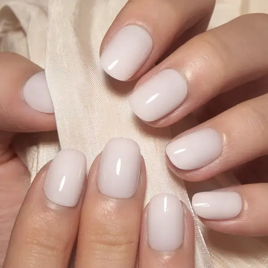 Salon-Quality Milky White Press-Ons: Extra Short Squoval Nails