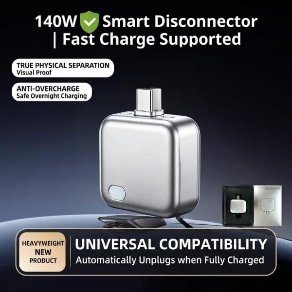 140W Physical Disconnect Battery Guard, Smart Auto‑Stop Charging Accessory