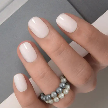 Salon-Quality Milky White Press-Ons: Extra Short Squoval Nails