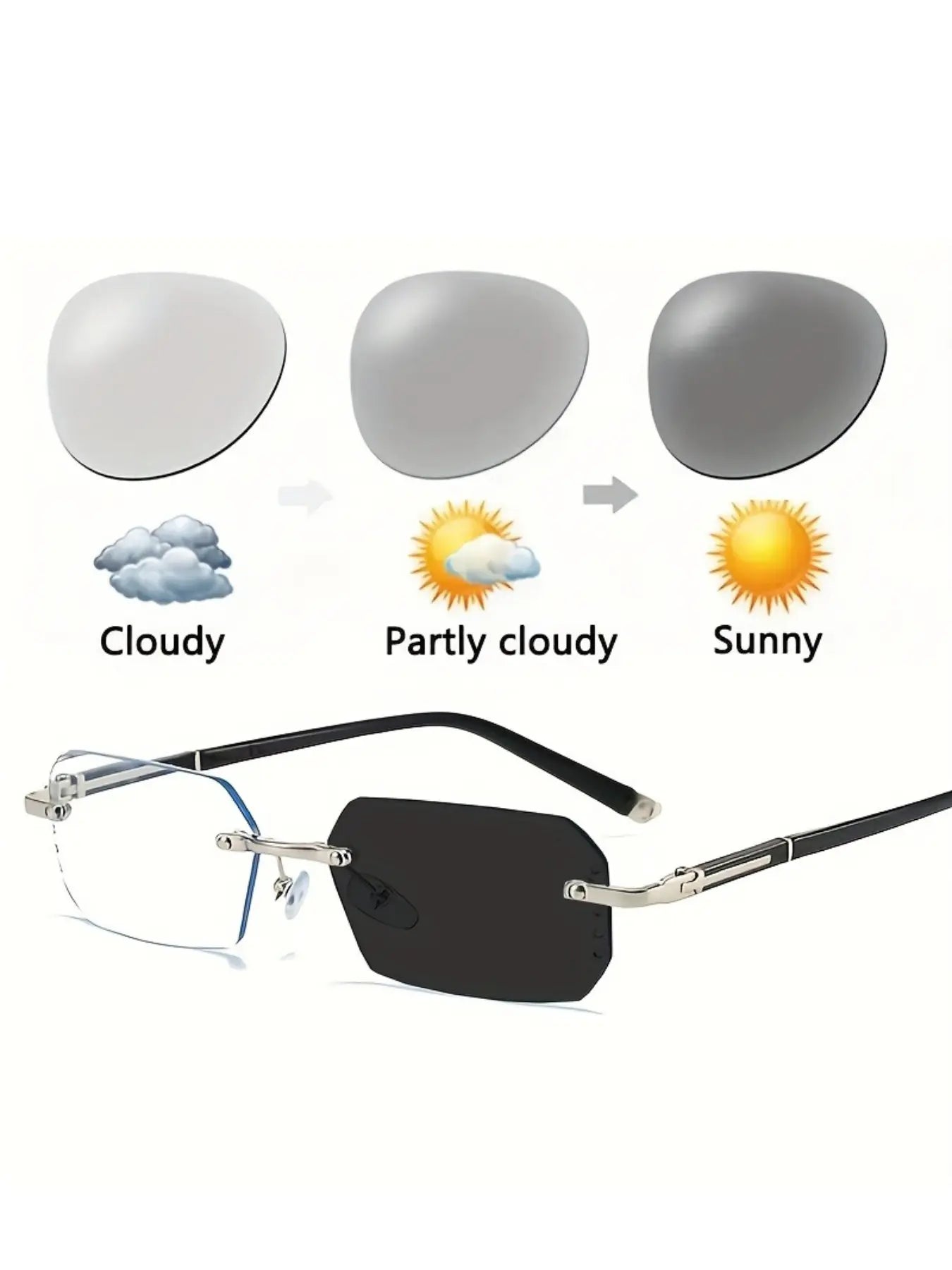 Photochromic Reading Glasses +1.0‑+4.0 Magnification for Men Women