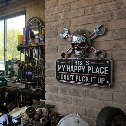"This Is My Happy Place" Garage Wall Sign
