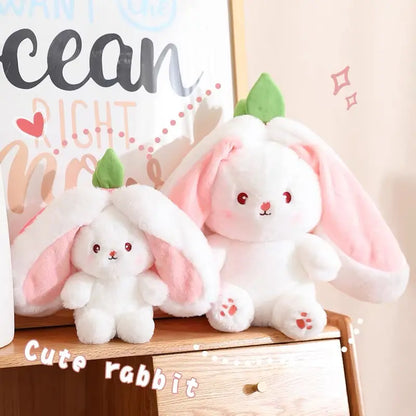 Cute Strawberry Bunny Plush Toy Soft Kawaii Stuffed Animal Gift for Kids Girls Hug Pillow Bed Decoration Birthday Present Furry Friends Plush Doll Animal Gift for Kids