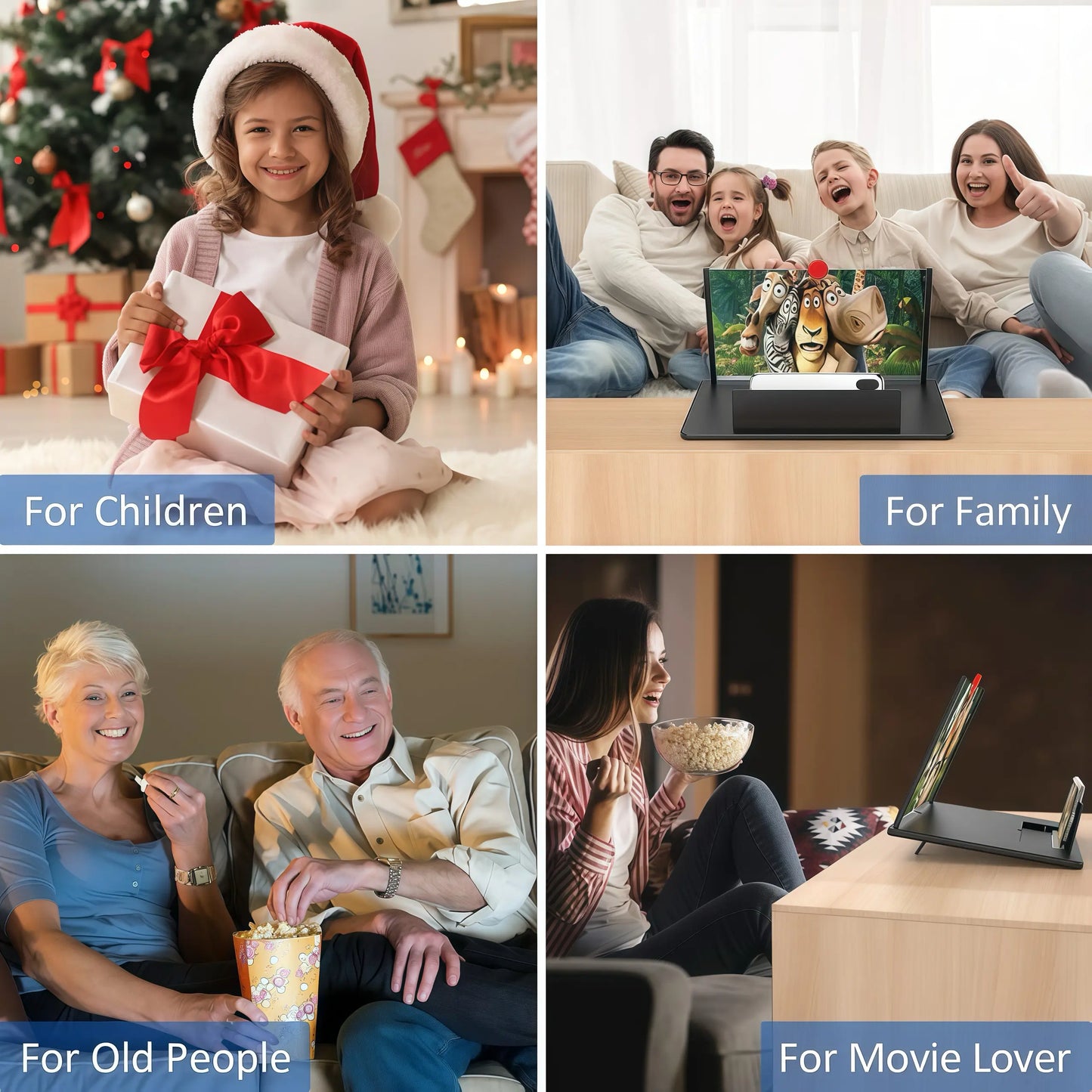 3D HD Foldable 12" Phone Screen Magnifier & Stand for Movies and Gaming