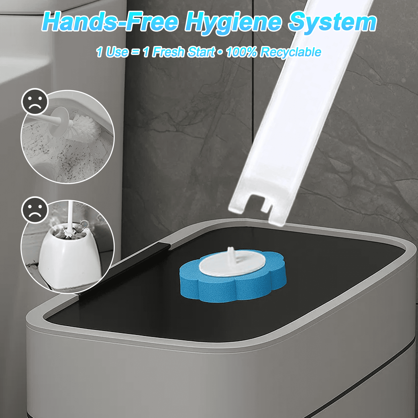 💧Disposable Toilet Bowl Brush and Holder Cleaning System with Cleanser-Infused Heads