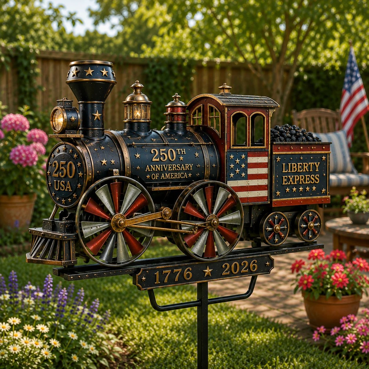 🔥🚂USA 250 “Liberty Express” Train Garden Wind Spinner ✈️