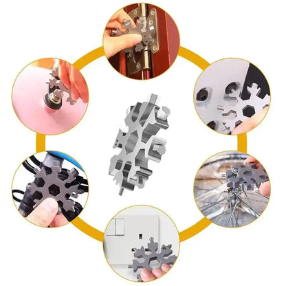 Viral 18-in-1 Snowflake Multi-tool  Stainless Steel Portable Wrench | All-in-One Screwdriver & Bottle Opener | Must-Have Survival Gadget