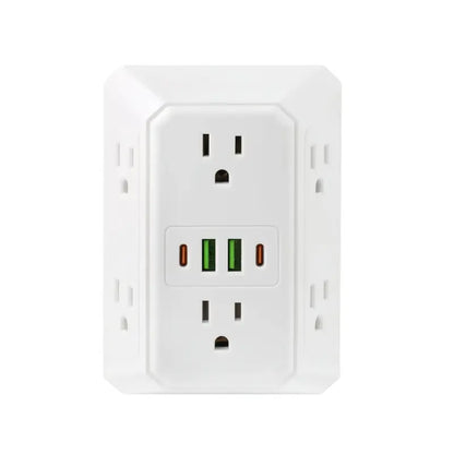 Portable 6-in-1 Wall Socket Extender Fast Charging Power Splitter Adapter