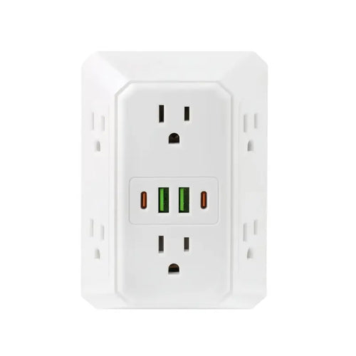 Portable 6-in-1 Wall Socket Extender Fast Charging Power Splitter Adapter