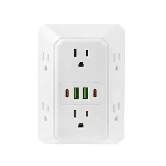 Portable 6-in-1 Wall Socket Extender Fast Charging Power Splitter Adapter