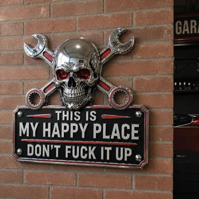 "This Is My Happy Place" Garage Wall Sign