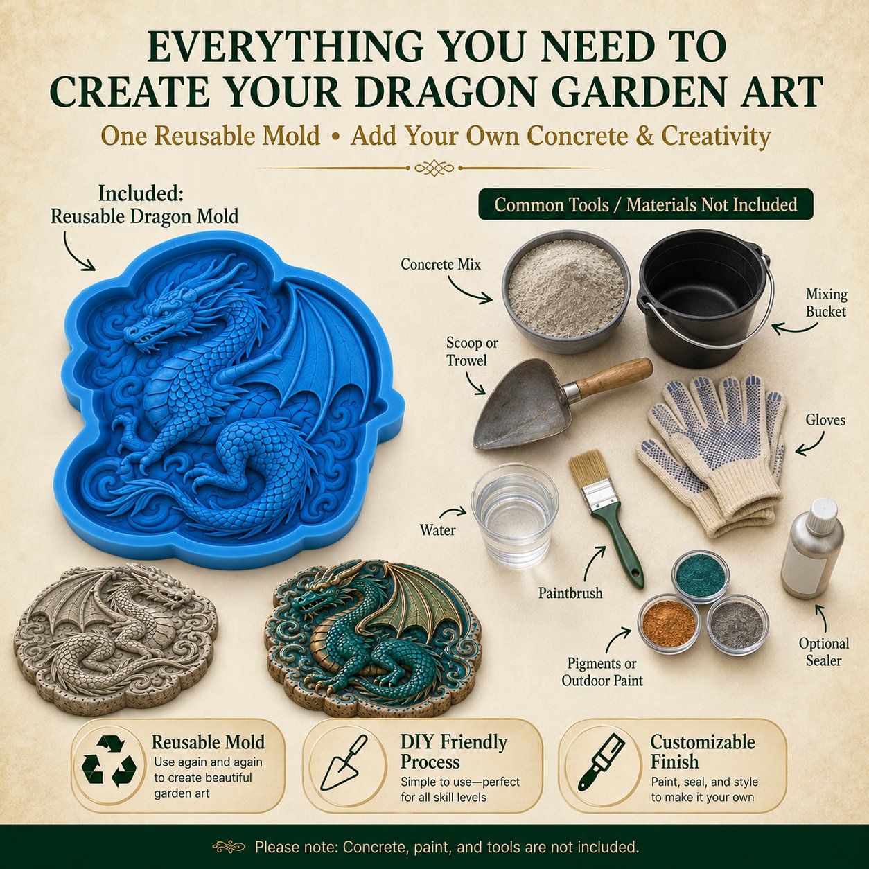 ✨Create Your Own Garden Art - Reusable Mold for Stepping Stones