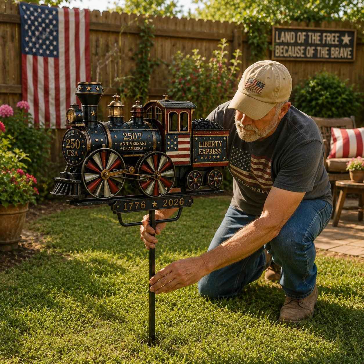 🔥🚂USA 250 “Liberty Express” Train Garden Wind Spinner ✈️
