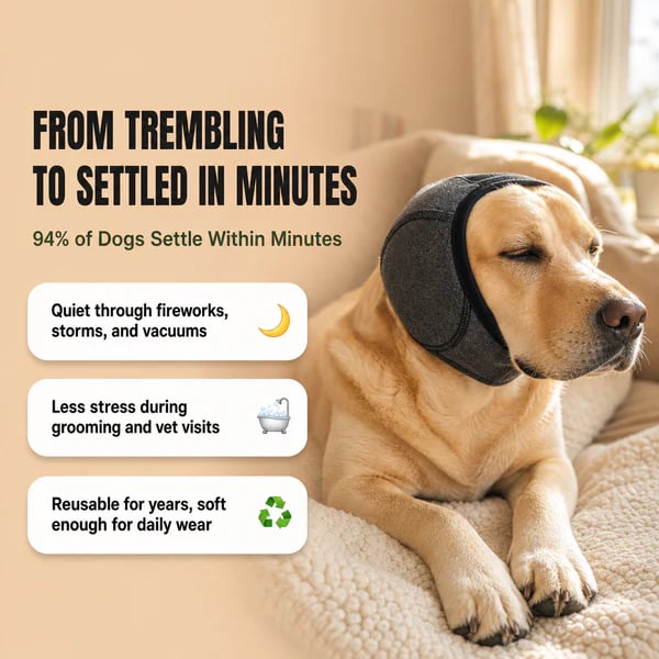 Noise-Reducing Dog Ear Wrap – Soft Comfort Hood for Fireworks, Storms & Loud Events🐶
