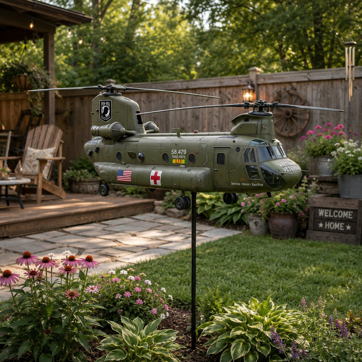 Vietnam Veteran UH-1 Helicopter Wind Spinner 🚁